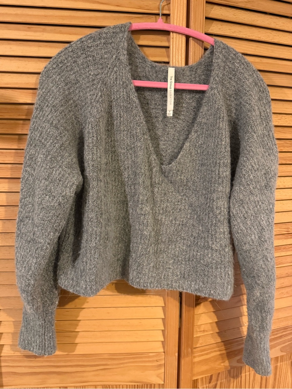 Babaton Heather Gray V-Neck Sweater